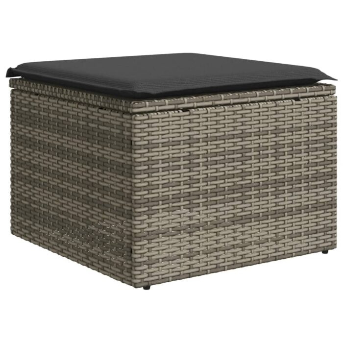 Salon de jardin avec coussins 13 pcs gris résine tressée – Image 2