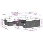 Salon de jardin avec coussins 13 pcs gris résine tressée – Image 7