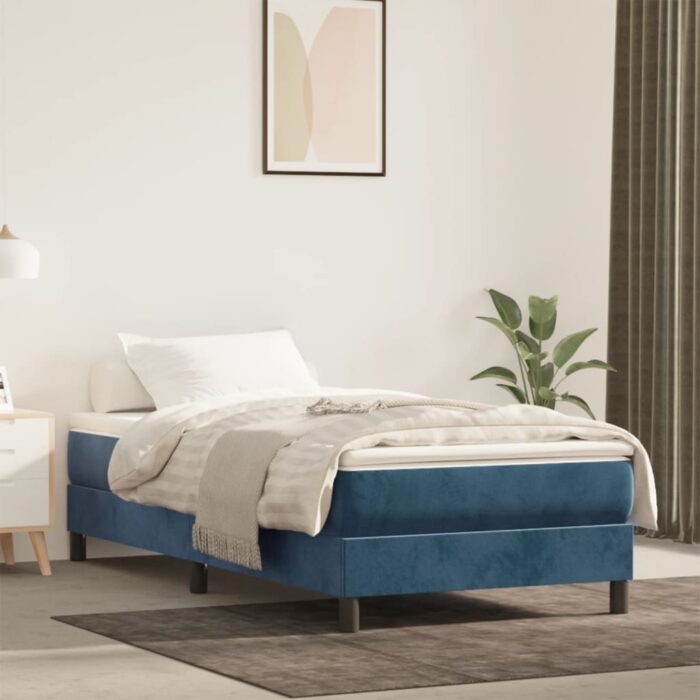 Matelas de lit à ressorts ensachés bleu foncé 120x190x20 cm – Image 1