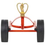 Traîneau d’arrosage sur roues avec tête rotative en acier rouge – Image 3