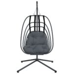 Chaise suspendue en forme d'œuf avec support anthracite acier – Image 2