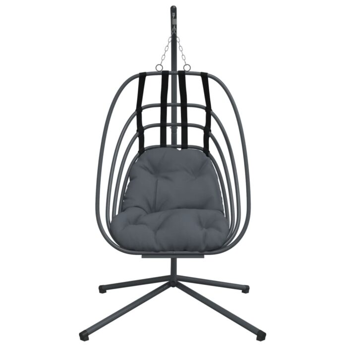 Chaise suspendue en forme d'œuf avec support anthracite acier – Image 2