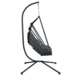 Chaise suspendue en forme d'œuf avec support anthracite acier – Image 3