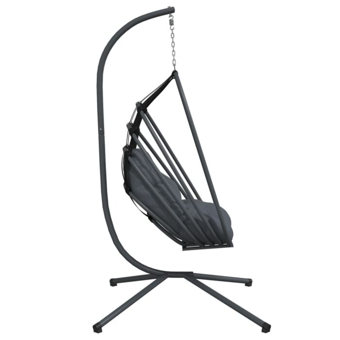 Chaise suspendue en forme d'œuf avec support anthracite acier – Image 3