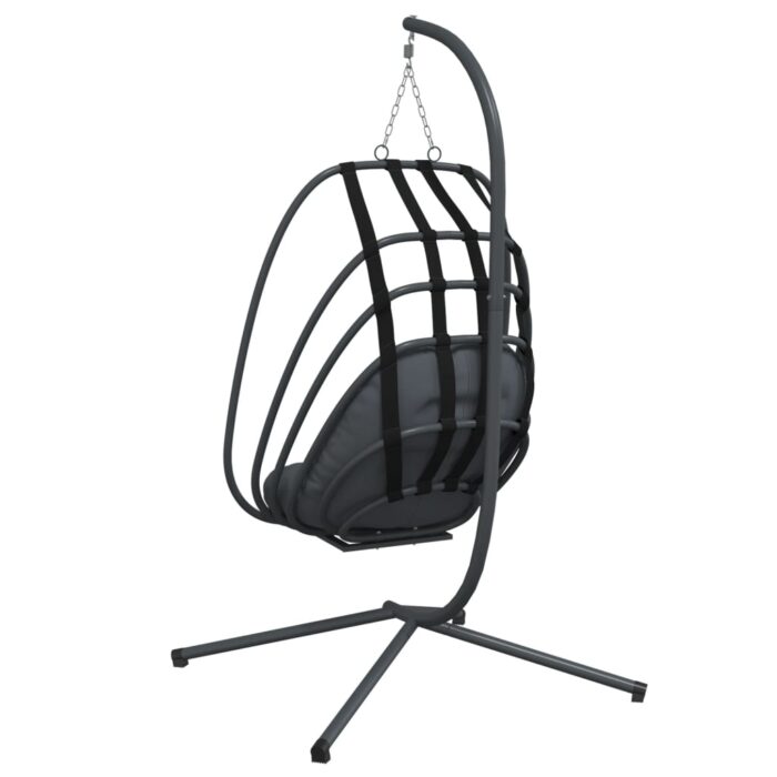 Chaise suspendue en forme d'œuf avec support anthracite acier – Image 4