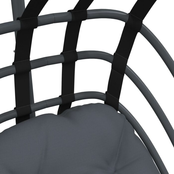 Chaise suspendue en forme d'œuf avec support anthracite acier – Image 5