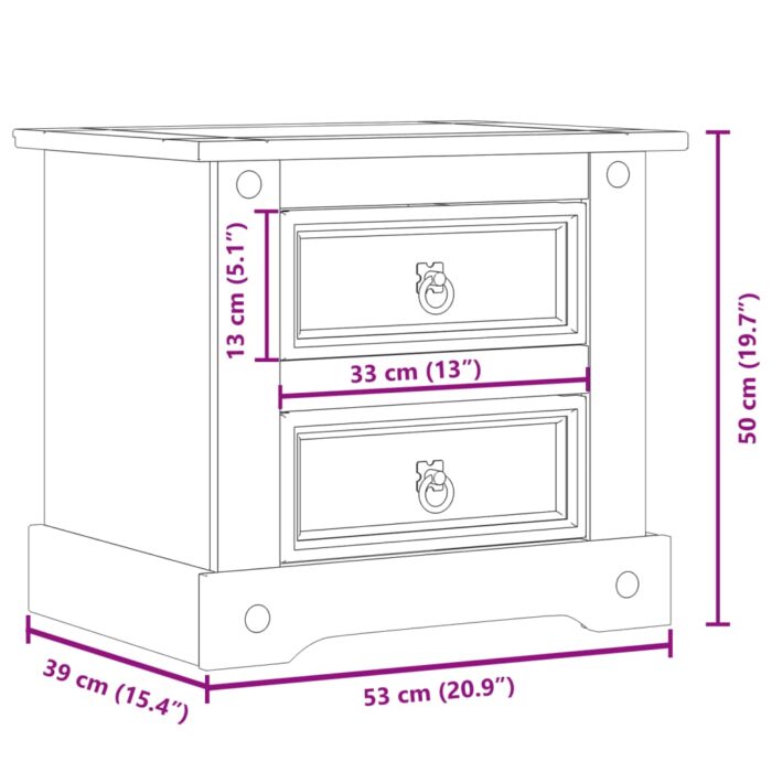 Table de chevet Corona 53x39x50 cm bois de pin massif – Image 7