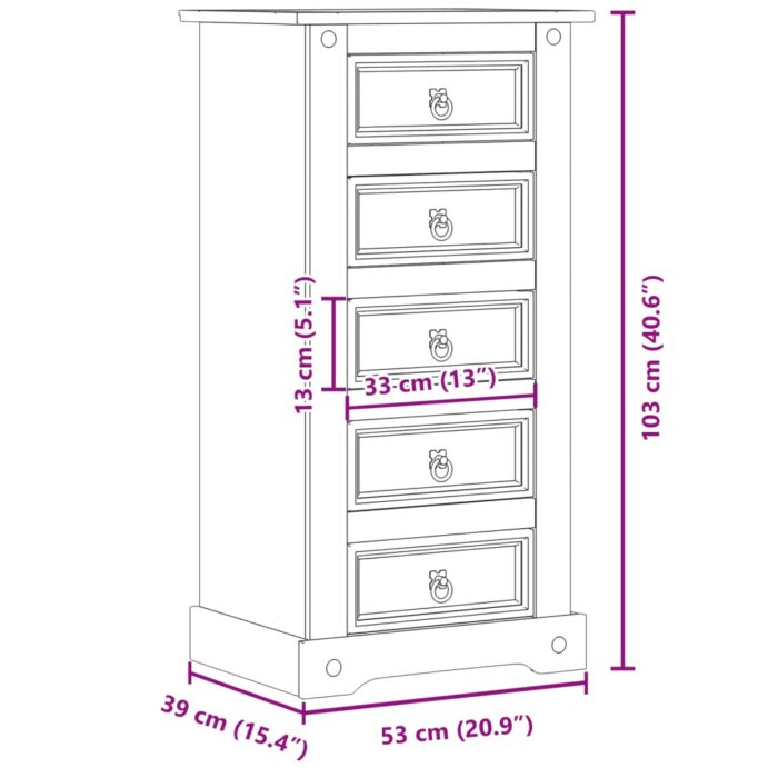 Table de chevet Corona 53x39x103 cm bois de pin massif – Image 5