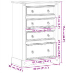 Commode Corona 80x43x114 cm bois massif de pin – Image 7