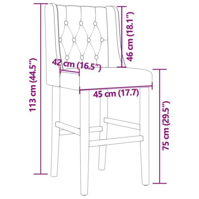 Chaises de bar lot de 2 bois massif d'hévéa et tissu – Image 8