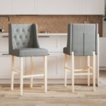 Chaises de bar lot de 2 bois massif d'hévéa et tissu