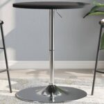 Table de bar noir 60x60x90 cm bois d'ingénierie et acier chromé