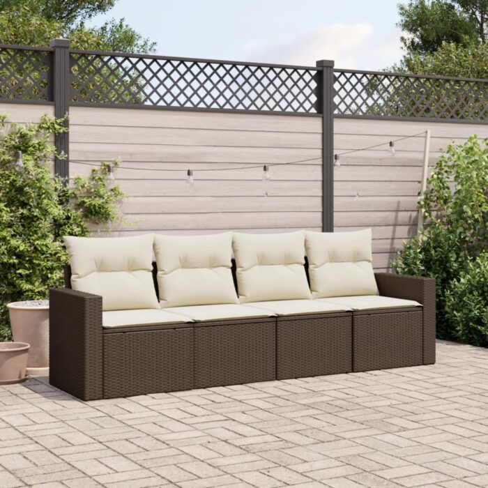 VXL8721012899957_m_en_hd_1.jpg Salon de jardin 4 pcs avec coussins marron résine tressée – Image 1
