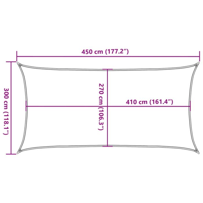 Voile d'ombrage 160 g/m² rectangulaire gris clair 3x4,5 m PEHD – Image 8