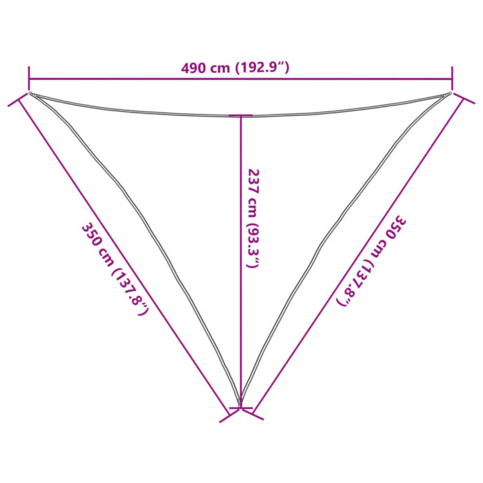 Voile d'ombrage 160 g/m² triangulaire 3,5x3,5x4,9 m PEHD – Image 8