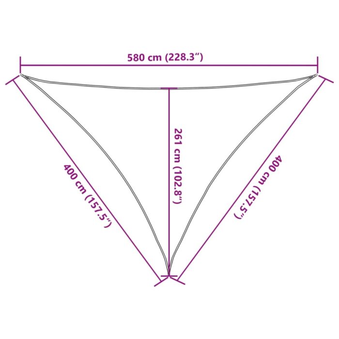 Voile d'ombrage 160 g/m² triangulaire gris clair 4x4x5,8 m PEHD – Image 8