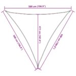 Voile d'ombrage 160 g/m² triangulaire gris clair 5x5x5 m PEHD – Image 8