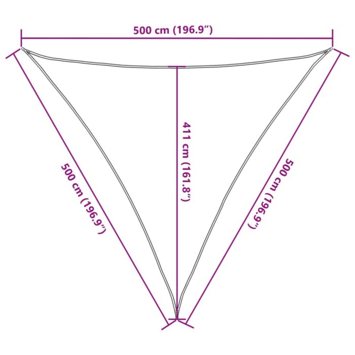 Voile d'ombrage 160 g/m² triangulaire gris clair 5x5x5 m PEHD – Image 8