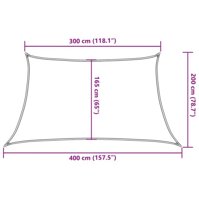 Voile d'ombrage 160 g/m² trapèze gris clair 3/4x2 m PEHD – Image 8