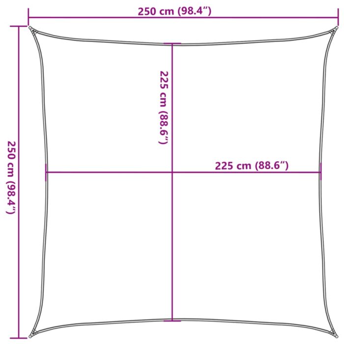 Voile d'ombrage 160 g/m² carré sable 2,5x2,5 m PEHD – Image 8