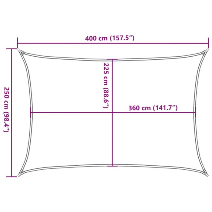Voile d'ombrage 160 g/m² rectangulaire sable 2,5x4 m PEHD – Image 8