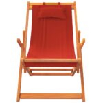 Chaises de plage pliables lot de 2 rouge tissu – Image 2