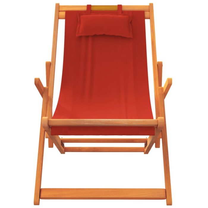 Chaises de plage pliables lot de 2 rouge tissu – Image 2