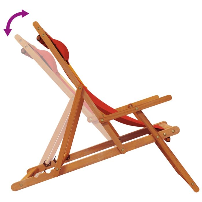 Chaises de plage pliables lot de 2 rouge tissu – Image 5