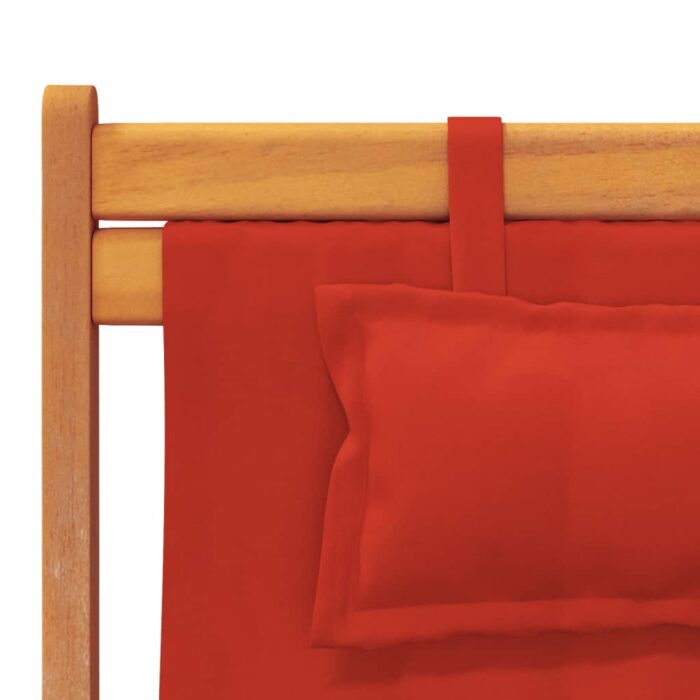 Chaises de plage pliables lot de 2 rouge tissu – Image 6