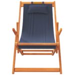 Chaises de plage pliables lot de 2 bleu tissu – Image 2