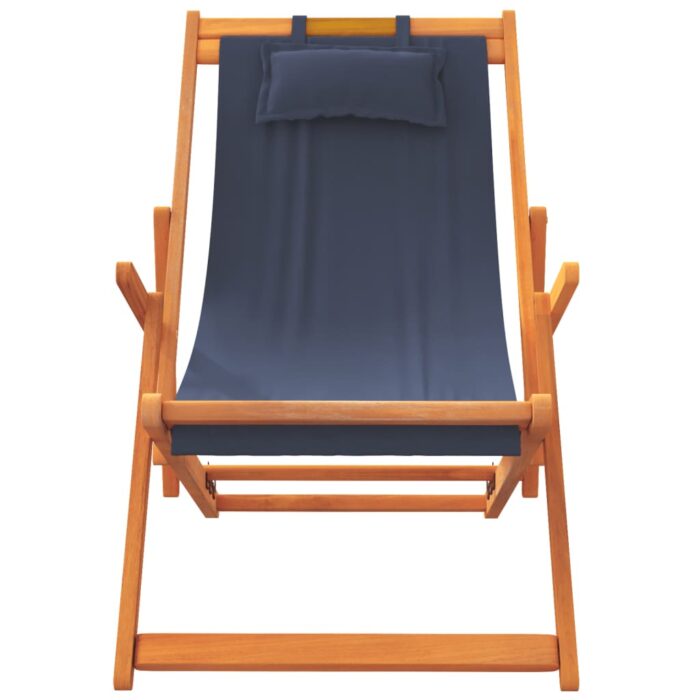 Chaises de plage pliables lot de 2 bleu tissu – Image 2