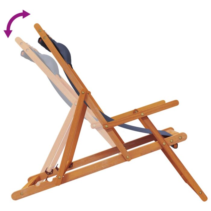 Chaises de plage pliables lot de 2 bleu tissu – Image 5