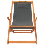 Chaises de plage pliables lot de 2 gris tissu – Image 2