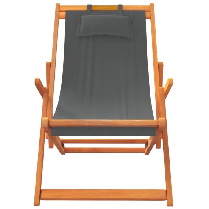 Chaises de plage pliables lot de 2 gris tissu – Image 2