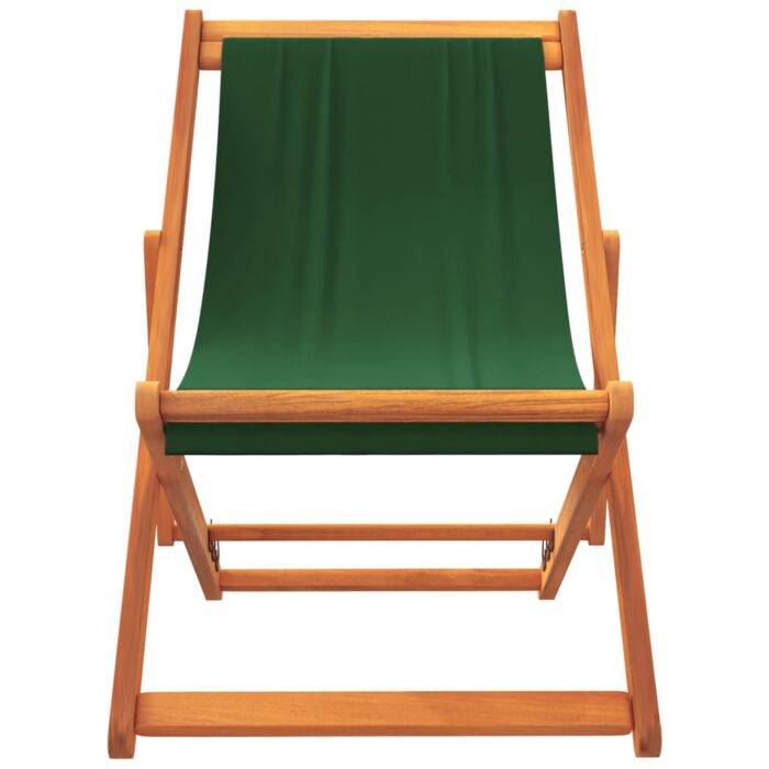 Chaises de plage pliables lot de 2 vert tissu – Image 2