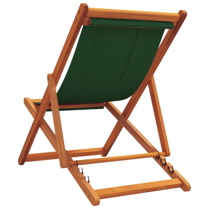 Chaises de plage pliables lot de 2 vert tissu – Image 4