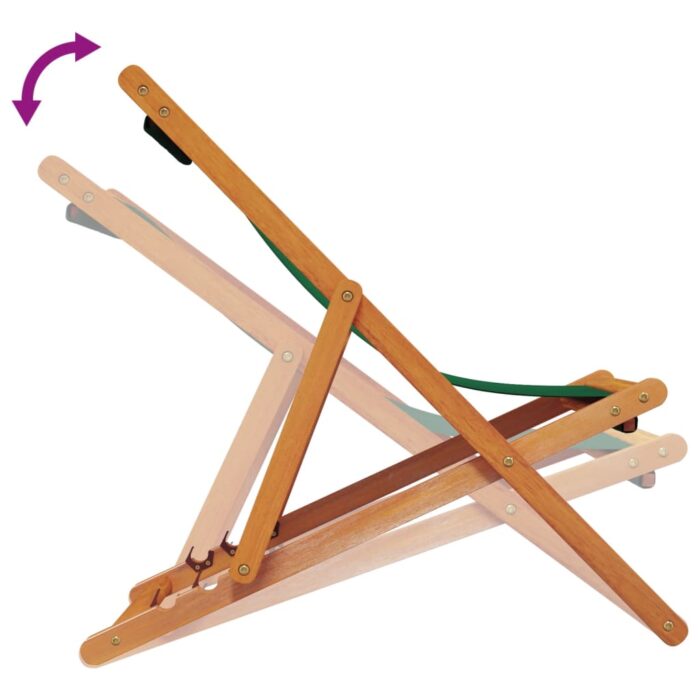 Chaises de plage pliables lot de 2 vert tissu – Image 5