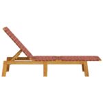Chaises longues lot de 2 rouge bois d'acacia solide et tissu – Image 3