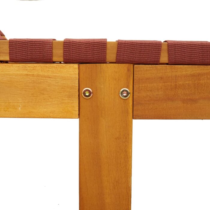 Chaises longues lot de 2 rouge bois d'acacia solide et tissu – Image 6