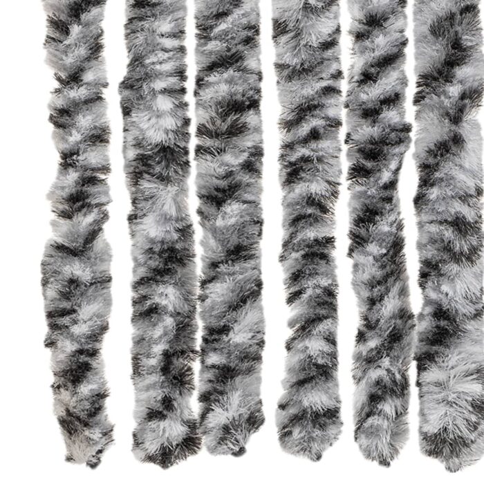 Rideau anti-mouches gris et noir et blanc 118x220 cm chenille – Image 4