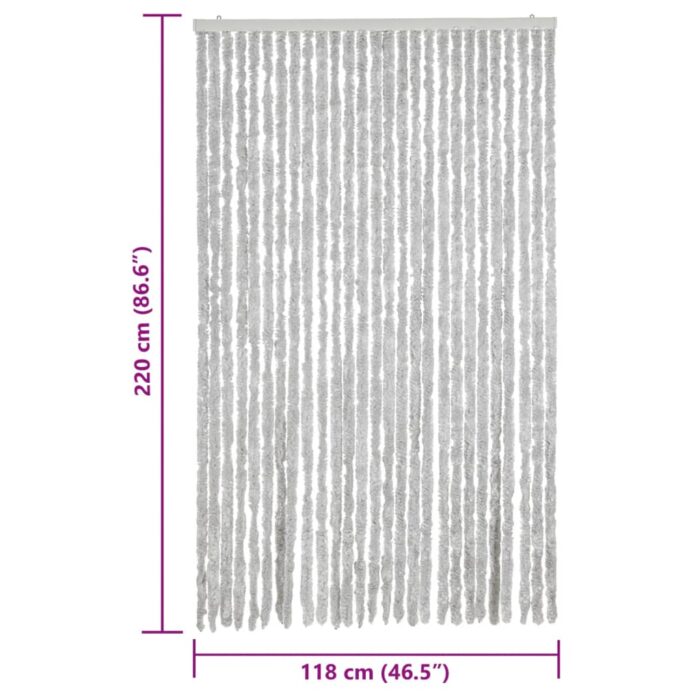 Rideau anti-mouches gris 118x220 cm chenille – Image 5
