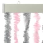 Rideau anti-mouches gris argenté et rose 118x220 cm chenille – Image 2