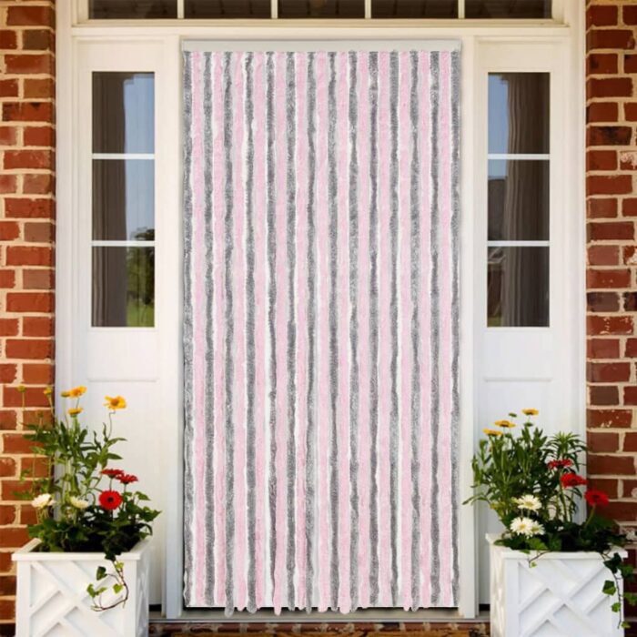 VXL8721012917439_m_en_hd_1.jpg Rideau anti-mouches gris argenté et rose 118x220 cm chenille – Image 1
