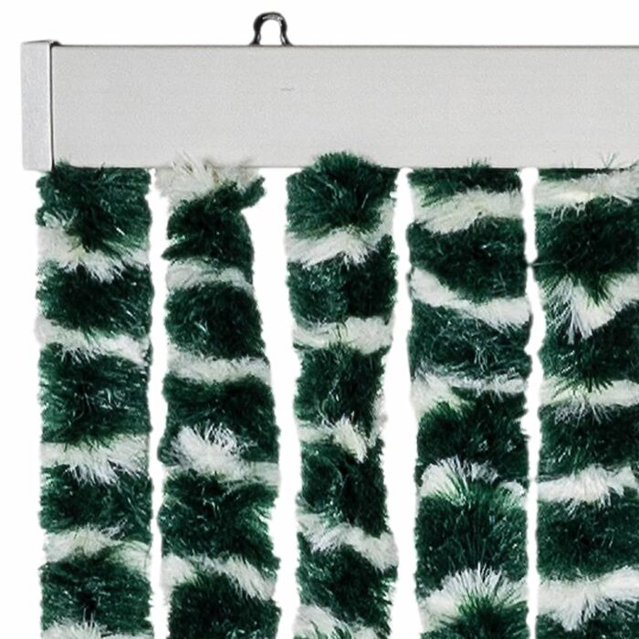 Rideau anti-mouches vert et blanc 118x220 cm chenille – Image 2