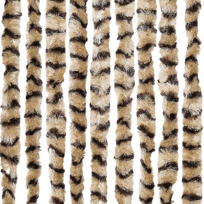 Rideau anti-mouches beige et marron 118x220 cm chenille – Image 3
