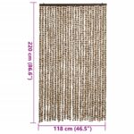 Rideau anti-mouches beige et marron 118x220 cm chenille – Image 5