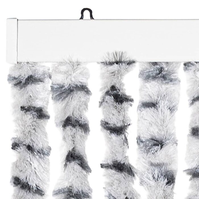 Rideau anti-mouches gris clair et gris foncé 118x220cm chenille – Image 2