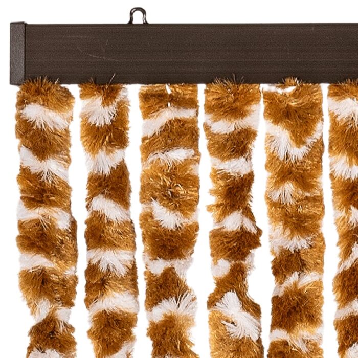 Rideau anti-mouches ocre et blanc 118x220 cm chenille – Image 2