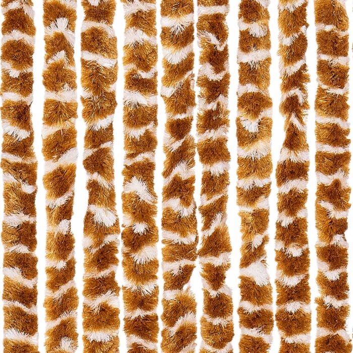 Rideau anti-mouches ocre et blanc 118x220 cm chenille – Image 3
