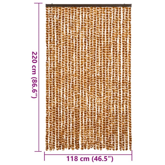 Rideau anti-mouches ocre et blanc 118x220 cm chenille – Image 5